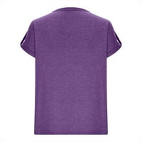 Žene Ljetne vrhove Majica obojene pamučne majice s kratkim rukavima s kratkim rukavima TOP PURPLE XXL,