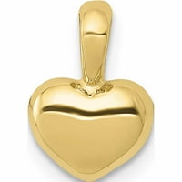 10k žuto zlato polirano 3D pušeni srčani šarm napravljen u Sjedinjenim Državama -Jetudžbi slatkih graška
