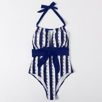Jedan kupaći kostimi za žene Tummy Control Halter Stripe kostim za kostimu Veziva za kupanje Plavo L