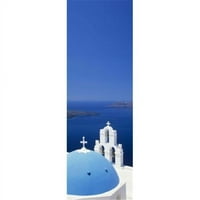 Visok kutni pogled na crkvu Firostefani Santorini Cyclades Islands Grčka Poster Print - 36