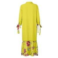Bazyrey midi haljine za žene cvjetne boho ruffres haljine ženska ovratnina casual haljina za lakvice