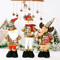 Božićna lutkarna ornament Santa Snowman Elk uvlačivši ukras za lutke plairana rešetka Tkanina od tkanine