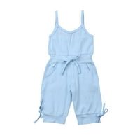 Canrulo Toddler Baby Girls Ljeto Dungarees Bib hlače ROMPER kombinezon odijeva Odjeća Plava 5- godina