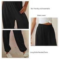 Sportska pantalona, ​​labavi elastični struk meke komforne hlače za jogging za radno bijelo, sivo, crno,