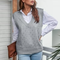 Adviicd pleteni džemper Ženski prevelizirani džemper za posade za kockice za dugi rukav na dugim rukavima