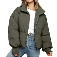 Puffer jakna Ženska zima topli kaput s dugim rukavima sa patentnim zatvaračem s dugim rukavima s paketima