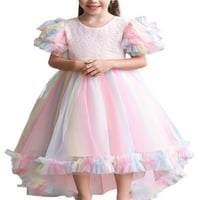 CAPREZE Kids Tulle Summer haljina casual crew vrat princeze haljine za zabavu Sunderss visoko nizak