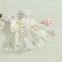 Dojenčad za djecu Dječja odjeća čipka ruffle romper flyne rukave cvjetni izvezeni bodysuit princeza