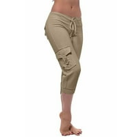 Teretne pantalone za žene sa džepovima Žene vježbanje gamaše Stretch tipka za struk Pocket Yoga teretana