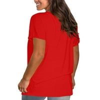 Žene casual vrhovi kratki rukav Crewneck majica labava bluza Osnovna majica i bluze crvene m