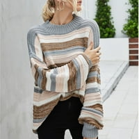 Ženski ležerni blok s dugim rukavima prugasti džemper lagani pulover Ženski klirens džemper