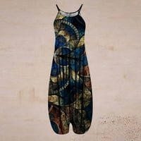 Jumpsuits za ženske modne trkačke kaiševe Vintage Paisley Općenito Žene Ljetne vrhove Tamno plava 4x
