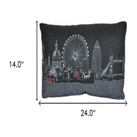 Homeroots in. London Nightime Skyline lumbarski ukrasni jastuk, crna, siva i bijela