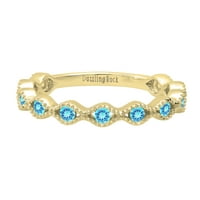 DazzlingRock kolekcija okrugli plavi Topaz kameni valni prsten za val za žene za žene u 18K žuto zlato,