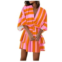 Haljine za žene Ležerne prilike tiskane temperament Ženska ljetna plaža Mini V-izrez A-line rukave narančaste