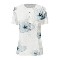 Hfyihgf ženske majice kratkih rukava Mekana opremljena Bašična košulja Henley Summer V izrezana bluza