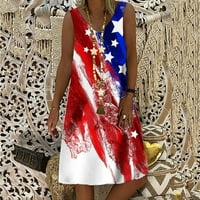 4. jula klizne haljine za žene zastava za zastavu Dan Ležerne prilike bez rukava bez rukava bez rukava