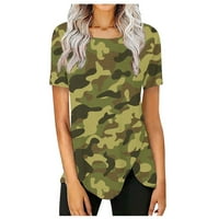 Košulje za žene Žene Ležerne prilike, okrugli vrat Kratki rukav Ispis Nepravilnih majica TOP Camouflage