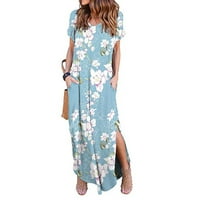 Tking Fashion Summer Maxi haljina za žene Ležerne prilike sa labavim džepovima dugačka haljina s kratkim