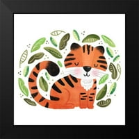 Noonday Designs Crni moderni uokvireni muzej umjetnički print pod nazivom - Safari Cuties Tiger