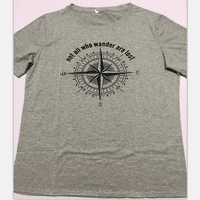 Ženska majica s vježbama ljeto smiješna slova Kompas grafički casual vrhovi Atletski čaj ---- siva m