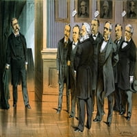 Sedam muškaraca koji gledaju Pesident Chester A. Arthur portreti predsjedničkih neuspjeha na zidu. Istorija