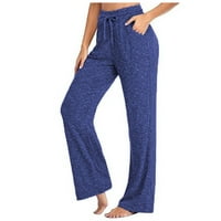 Flare pantalone za žene Ležerne prilike pune boje Mid struk joga vježbanje džepova Dame Slim Micro Pull