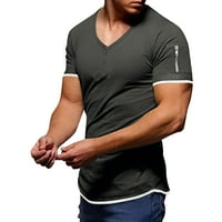 SHPWFBE kratki rukav muški ljetni modni casual čvrsta boja ubodeći košulju sa patentnim zatvaračem TOJ