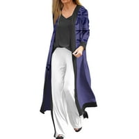 Kardigan za žene Lagana otvorena prednja dugi rukav retro tiskana gornja lagana jakna duga jakna tamno ljubičasta 2xl