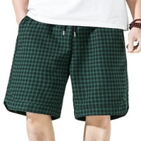 Groanlook Men Classic Fit ravne noge Ljetne kratke hlače Plaid Stripe Design Place Hraške za odmor Kancelarije