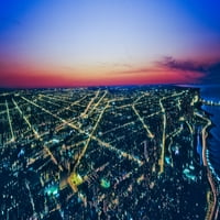 Weepial View of Cityscape osvijetljen u Dawru, Chicagu, Cook County, Illinois, USA Poster Print panoramskim