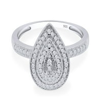 Okrugli rez prirodni dijamantni dijamantni prsten za suzanje za žene u 14K bijelo pozlaćeno srebro u