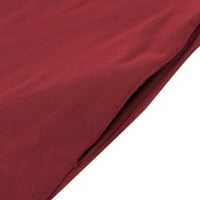 Neilla Ženska dugačka haljina V izrez Sunduress Solid Color Maxi Haljine Dame Labavi kratki rukav Claret