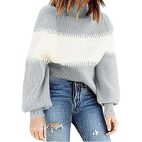 PIMFYLM dugi pulover džemperi za žene obrezane pulover džemperi za žene lagane rukave sive s