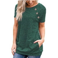SunhillsGrace majice za žene Ležerne prilike sa čvrstim kratkim rukavima sa gumbima na vrhu bluza TEE
