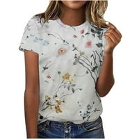 Ženski tiskani okrugli vratni kratki rukav majica vrhova labava casual bluza Yellow XL