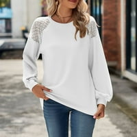 Ženske majice s dugim rukavima Grafički ispis bluze za vrat izrez Trendy Casual Soft Cosy Basic Lable