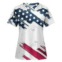 Američka majica zastava Žene čipke kratkih rukava kratkih rukava 4. jula Kombinacije za okrugle vrat