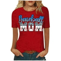 Vrhovi za žene modni casual bejzbol majčin dan tiskani okrugli vrat kratkih rukava top bluza