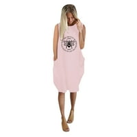 Haljine za prodaju za žene plus veličine bez rukava digitalna haljina za ispis okrugla vrata Midi leđa