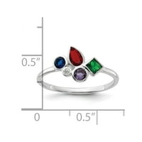 Sterling srebrni e premazan više boja CZ CUBIC cirkonijska simulirana dijamantska veličina prstena mjeri