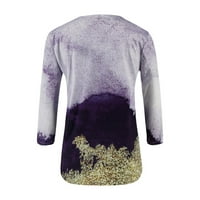 Ženski tuinski vrhovi opruga tiskani na majici srednjeg rukava s rukavima V-izrez casual tees vrhovi pad pulover dukserice