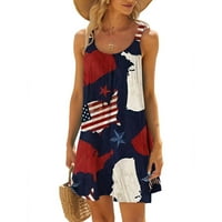 Američka haljina za zastavu za žene 4. jula Patriotske grafičke bez rukava bez rukava kratke haljine