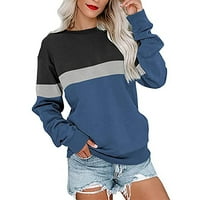 Tking modni duks za žene plus veličine s dugih rukava Crewneck Colorblock vrhovi pulover Tuničke majice