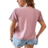 Glookwis Žene izdubljene ljetne vrhove Baggy majica Basic Bohemian majica V izrez kratkih rukava TUNIC