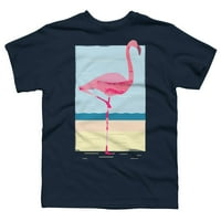 Scenic flamingo oslikana ljetni umjetnički dječaci mornarički plavi grafički tee - dizajn ljudi xl