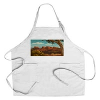 Dekorativni čaj ručnik, pregača Sedona, Arizona, kanjon sa oblacima ulje slika, uniseks, podesiv, organski