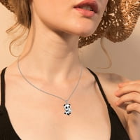 Europska i američka nakit srebrna slatka pan-da ogrlica šareno srce u obliku srca cu-bic cirkonia pan-da