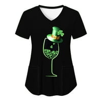 Ženske košulje kratki rukav Clearens Sv. Patrickov modni ženski V-izrez casual s kratkim rukavima tiskani
