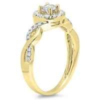 Dazzlingrock kolekcija 0. Carat 14k okrugli rez Diamond Swirl Bridal Halo Angažman prsten CT, žuto zlato,